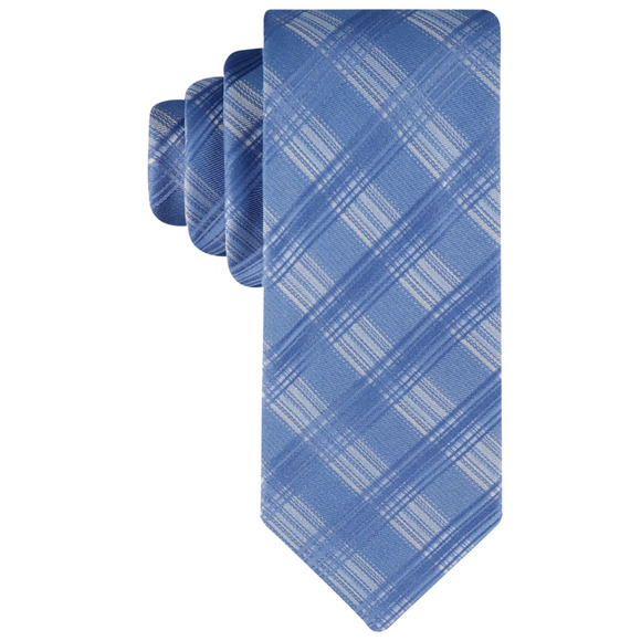 Calvin Klein Men Ben Plaid Tie Blue - Picture 1 of 1